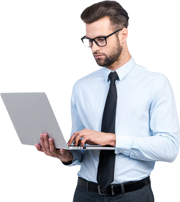 Man Standing With Laptop